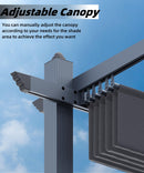 GarveeLife 10x10 Ft Aluminum Pergola, Outdoor Pergola with Adjustable Canopy, Reinforced Frame Metal Pergola for Backyard, Garden and Deck - Gray