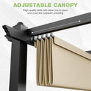 EBE 12'x16' Outdoor Pergola, Metal Patio Pergolas, Heavy Duty Retractable Awning Pergola Sun Shade Canopy for Decks, Gardens and Backyards, Beige