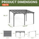 VIWAT 10x14 FT Gazebo, Splicable Pergola with Aluminum Frame, Gazebos on Clearance, Wall Mounted Gazebo & Pergola, Awnings for Patio, for Backyard, Deck, Gray
