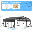 20x20FT Heavy Duty Metal Carport - Reinforced Galvanized Carport Canopy for All-Weather Shelter, Enhanced Wind Resistance for Boats, Cars, Trucks, and Tractors