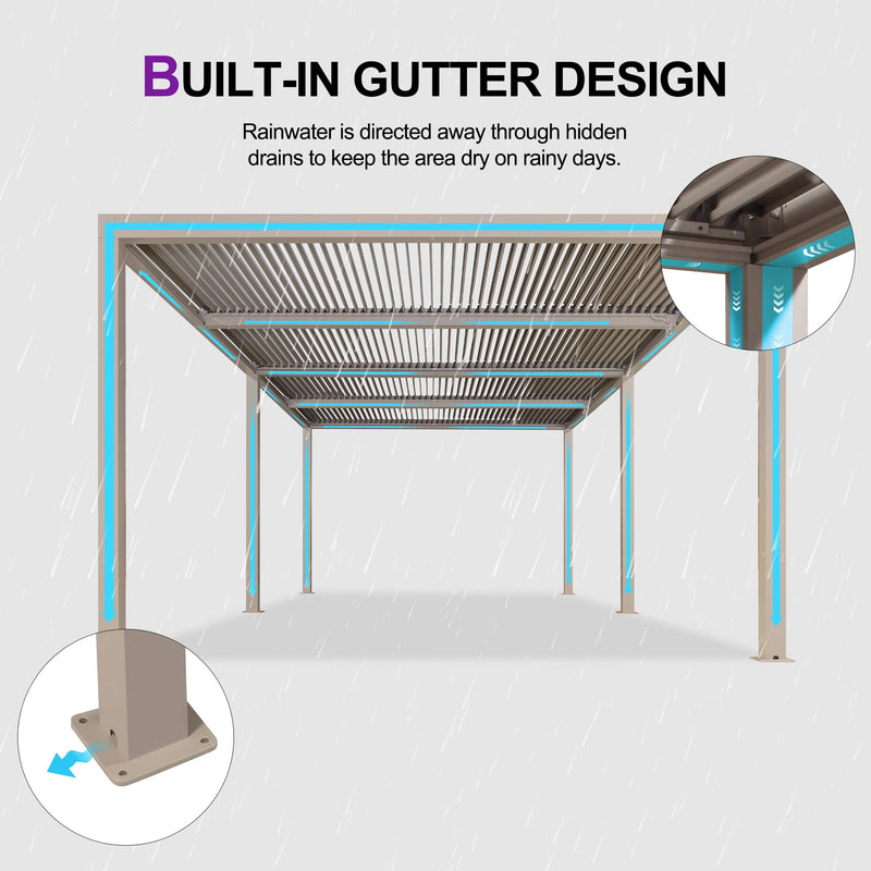 PURPLE LEAF Louvered Pergola 12' × 24' Outdoor Hardtop Gazebo Adjustable Aluminum Sun Shade for Deck Garden Backyard Patio Retractable Roof Canopy