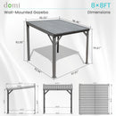 Domi 8' x 8' Lean to Gazebo, Wall Mounted Gazebos Pergola with Built in Drainage System, Galvanized Steel Roof, Hardtop Patio Shelter for Deck, Porch, Backyard and More