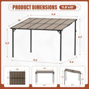 Oakcloud 10' x 12' Outdoor Wall Mounted Gazebo, Patio Lean to Gazebo Pergola with Sloped Roof, Large Heavy Duty Awning for Patio, Backyard, Deck