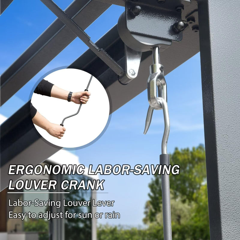 Domi Outdoor Louvered Pergola 10x20FT with Adjustable Steel Roof, Outdoor Aluminum Frame Rainproof Pergola for Backyard, Garden and Lawn,Dark Gray