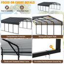 EBE 20' x 20' Metal Carport, Outdoor Heavy Duty Carport with Galvanized Steel Roof and Enhanced Metal Frame Structure, Garage Car Shelter Shade for SUV Trucks and Boats
