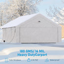 Benass Carports 20x20 Heavy Duty, Portable Garage 20x20 with 2 Roll Up Zipper Doors and Mesh Windows, Driveway Car Port Canopy, White