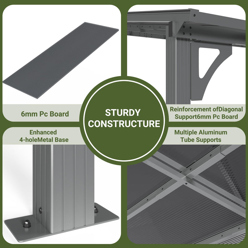 VIWAT 10x14 FT Gazebo, Splicable Pergola with Aluminum Frame, Gazebos on Clearance, Wall Mounted Gazebo & Pergola, Awnings for Patio, for Backyard, Deck, Gray