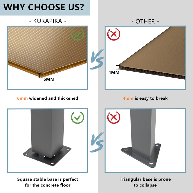 Kurapika 10’ x 12’ Wall Mount Gazebo Outdoor Pergola, Hardtop Lean to Gazebo Canopy Awnings with Sloped Roof and Sturdy Steel Frame, for Patio, Porch, Deck, Backyard(Sand)