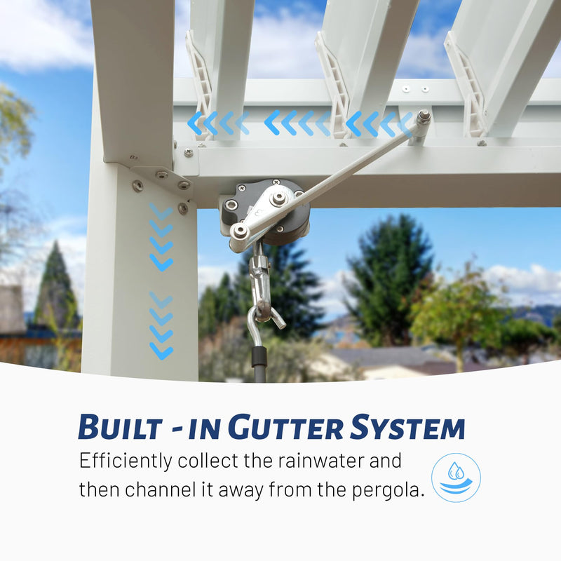 Domi Louvered Pergola 10X10FT, Aluminum Pergola with Adjustable Louvered Roof and Drainage Gutter, Outdoor Pergola Gazebo for Patio, Backyard, Deck, White