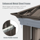 Domi 10x14 FT Outdoor Gazebo, Hardtop Gazebo with Galvanized Steel Double Roof, Metal Gazebos with Drainage System Patio Pergola for Patio Deck Backyard,Curtain and Netting, Brown