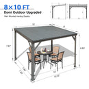 Domi 8x10FT Lean to Gazebo, Outdoor Hardtop Wall Mounted Gazebo with Sloping Galvanized Steel Roof, Upgraded Heavy Duty Mounted Shelter with Drainage System for Deck, Porch, Backyard