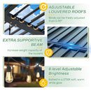 LVUYOYO Outdoor Louvered Pergola 10' x 10' with LED String Lights, Aluminum Pergola with Adjustable Roof, Waterproof Metal Gazebo for Patio, Backyard, Garden, Deck (10x10FT with Lights)