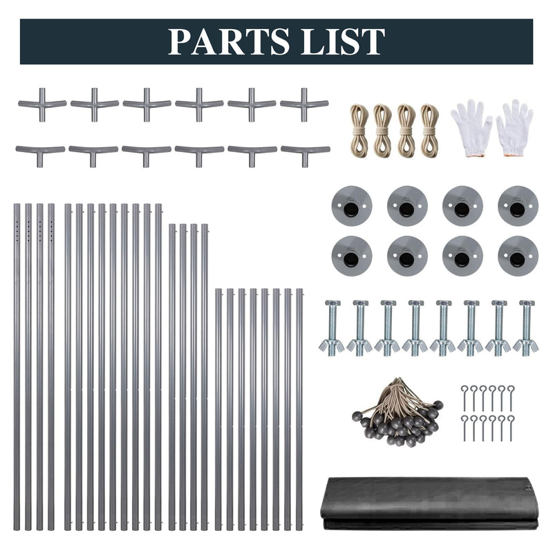 Shintenchi Carport 12' x 20' Heavy Duty Portable Garage, Carport Canopy with Side-Opening Door & Roll-Up Windows, Car Canopy for Truck,Car,Boat,Grey