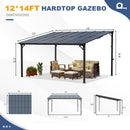 MEISSALIVVE 12' x 14' Gazebo, Wall Mounted Gazebo, Lean to Metal Awnings Gazebos, Gazebo Pergola with Sloped Roof, Outdoor Patio Gazebo Awning for Backyard, Deck, Black