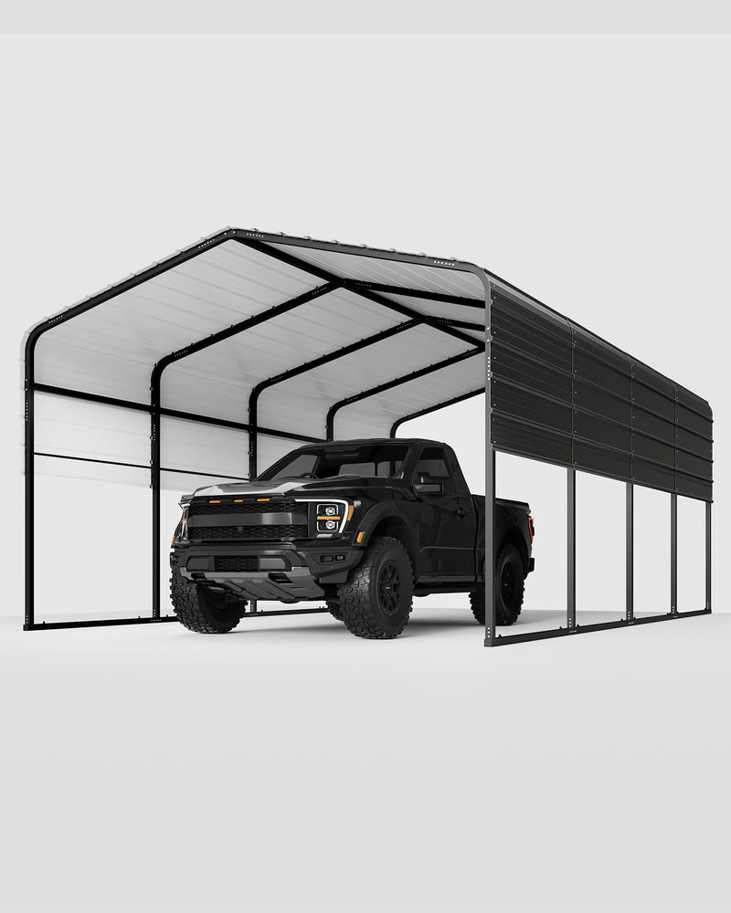 Metal Carport, Carport with Reinforced Base and Galvanized Steel Roof, Heavy Duty Garage Car Shelter Shade, Outdoor Car Port Canopy for SUV, Truck, Boats, 13x21 FT