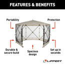 Lippert Picnic Popup Gazebo Tent for Camping, Patios and Easy Outdoor Shelter - 12' x 12', Brown