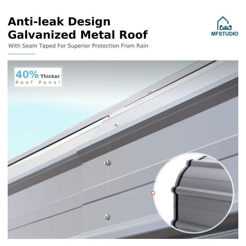 MFSTUDIO Carport 10x15 ft, Outdoor Heavy Duty Carports with Sidewalls, Metal Shed Canopy Shelters Garage Shelter Shade Car Ports with Galvanized Roof for Cars, Truck and Boats