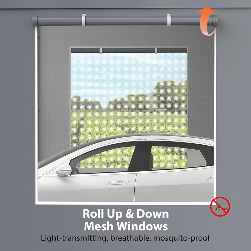 Klysiora 13x20 Ft. Metal Carport Garage with PE Fabric and Galvanized Steel Frame Outdoor Shelter for Cars, Trucks and Boats with 4 Doors and Mesh Windows for Ventilation - Grey