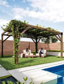 12'X 14' Cedar Wood Pergola, Wood Patio Pergola with Retractable Shade Canopy, Rot Resistant, Durable, for Backyard, Garden, Deck, Outdoor Entertaining