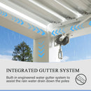 Domi Outdoor Louvered Pergola 10x16FT with Adjustable Steel Roof, Outdoor Aluminum Structure Rainproof Pergola for Backyard, Garden and Lawn,White