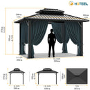 HOTEEL 10x12 Hardtop Gazebo Hot Tub Gazebo with Flame-Retardant Curtain Netting, Heavy Duty Pavilion with Galvanized Steel Double Roof, Aluminum Frame Outdoor Canopy for Patio and Party (Upgraded 3.0)