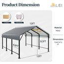 SUNLEI 12X15 FT Carport, Heavy Duty Carport Canopy with Galvanized Steel Roof and Frame, Metal Carport Upgraded Extra Large Garage for Pickup, Boat, Car and Tractors