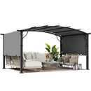 HAPPATIO 10' x13' Outdoor Arched Patio Pergola, Outdoor Retractable Pergola with Sun Shade Canopy, Aluminum Frame with Canopy Fixed in Various Positions for Gardens, Patios, Backyards (Grey)