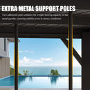 Domi 12x16FT Wall-Mounted Hardtop Gazebo, Aluminum Lean to Gazebo with Galvanized Steel Sloping Roof, Curtains & Netting for Outdoor Patio, Deck, Backyard, Garden Parties