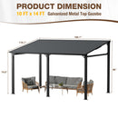 EBE 14' x 10' Hardtop Gazebo, Lean to Gazebos with Galvanized Steel Roof, Heavy Duty Outdoor Pergola and Gazebos Clearance, Wall Mounted Grill Gazebo Awning for Patio, Poch, Backyard