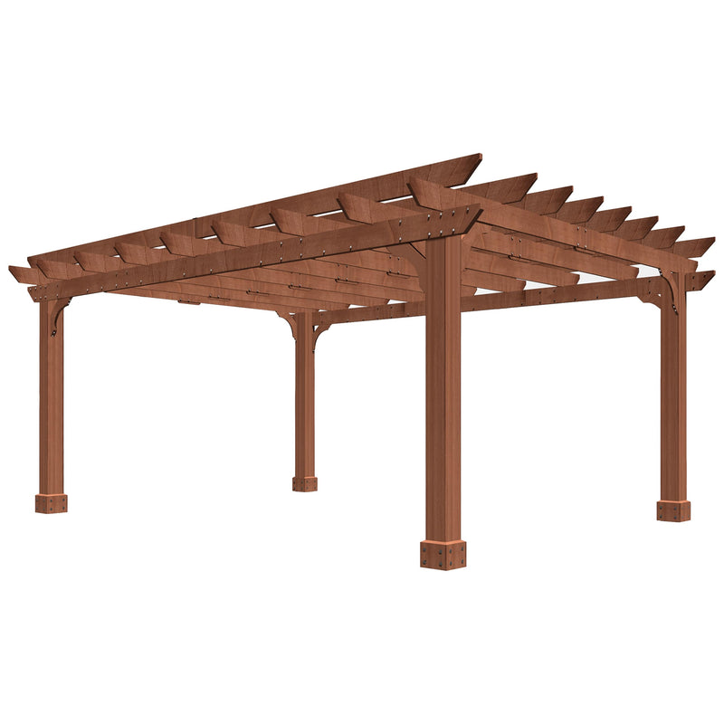 BlueWish 12’ x 14’ Cedar Wood Patio Pergola with Slatted Trellis Roof, Outdoor Pergola Backyard Gazebo with Solid Structure for Deck Yard Grill Party Garden