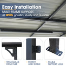 OC Orange-Casual 10x14 FT Patio All-Iron Gazebo,Hard Top Lean to Gazebo Pergola with Roof, Wall Mounted Heavy Duty Awnings, for Outdoor, Backyard, Deck