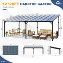 MEISSALIVVE 12' x 20' Wall Mounted Gazebo, Outdoor Pergola Gazebo, Lean to Metal Awnings Gazebos, Gazebo Pergola with Sloped Roof, Outdoor Patio Gazebo Awning, Black