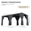 HOMPUS Louvered Pergola 10' x 20', Outdoor pergola with Aluminum Frame and Adjustable Rainproof Roof, Modern Louvre Shade for Garden & Patio, Curtains and Netting Included, Black