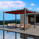 Kozyard Morgan Outdoor Retractable Pergola with Sun Shade Canopy Patio Aluminum Pergola Shelter for Backyard Deck Garden Modern Metal Grill Gazebo (10' x 13', Burgundy)