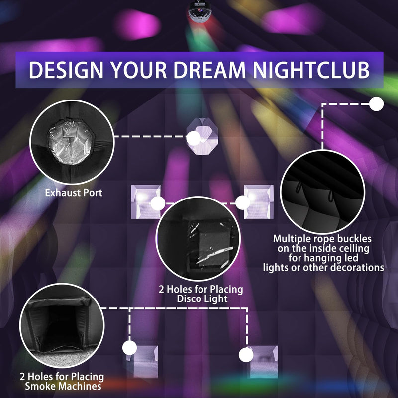 SAYOK Inflatable Nightclub 18x15x15 Ft, Inflatable Party Tent with Disco Ball Light, Inflatable Night Club Tent for Adults Wedding Birthday Backyard Party Business