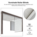 PURPLE LEAF Outdoor 10' × 14' Louvered Pergola with Roller Blinds Patio Adjustable Aluminum Canopy Retractable Metal Roof for Deck Outside Backyard Hardtop Gazebo Sun Shade, 2 Short and 1 Long Side