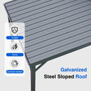 Domi 8x10FT Lean to Gazebo, Outdoor Hardtop Wall Mounted Gazebo with Sloping Galvanized Steel Roof, Upgraded Heavy Duty Mounted Shelter with Drainage System for Deck, Porch, Backyard