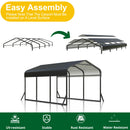 VIWAT Carport 10x15 FT, Metal Carport with Enhanced Base, Outdoor Heavy Duty Garage Galvanized Car Shelter for Pickup, Car, Boat and Tractors