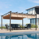 Aoxun 12x14 Outdoor Pergola, Patio Aluminum Pergola with Upgraded Retractable Canopy, Heavy Duty Metal Pergolas and Gazebos with Adjustable Sun Shade Cover for Modern Backyard, Deck, Garden