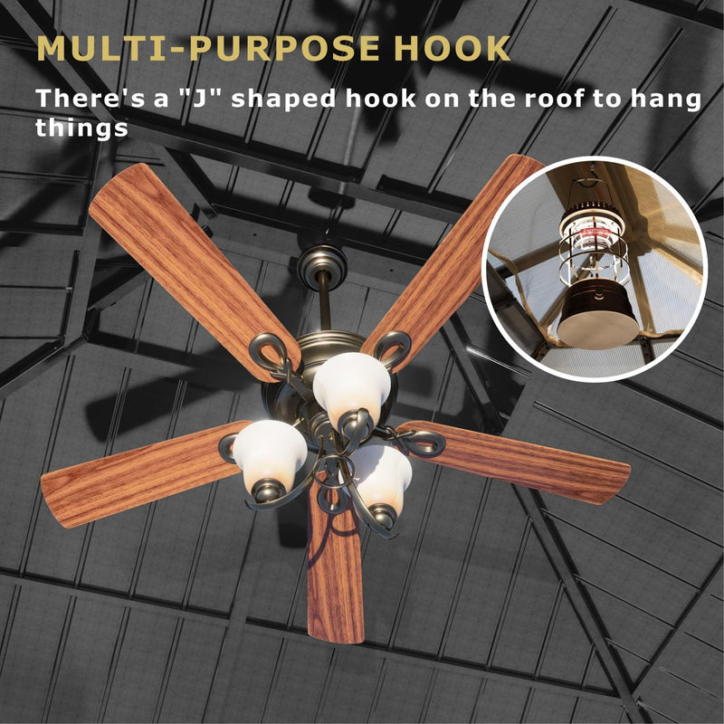 SOLUMIA 8'x6' Grill Gazebo,Outdoor Hardtop Gazebo with Galvanized Steel Double Roof BBQ Grill Canopy with Aluminum Frame, 2 Side Shelves for Patio, Backyard, Deck,Lawn