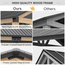 13‘x15’ Outdoor Patio Wooden Gazebo - Cedar Solid Wood Gazebo with Galvanized Steel Roof, Wooden Frame, Pavilion for Lawns, Beach, Patio, Garden (13X15FT)