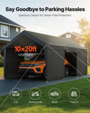 VEVOR 10x20 FT Heavy Duty Carport, Car Port Car Canopy, Potable Garage Car Canopy with Removable Sidewalls, Outdoor Car Shelter, UV and Water-Resistant Car Tent for Cars, Boats, Trucks, and Equipment