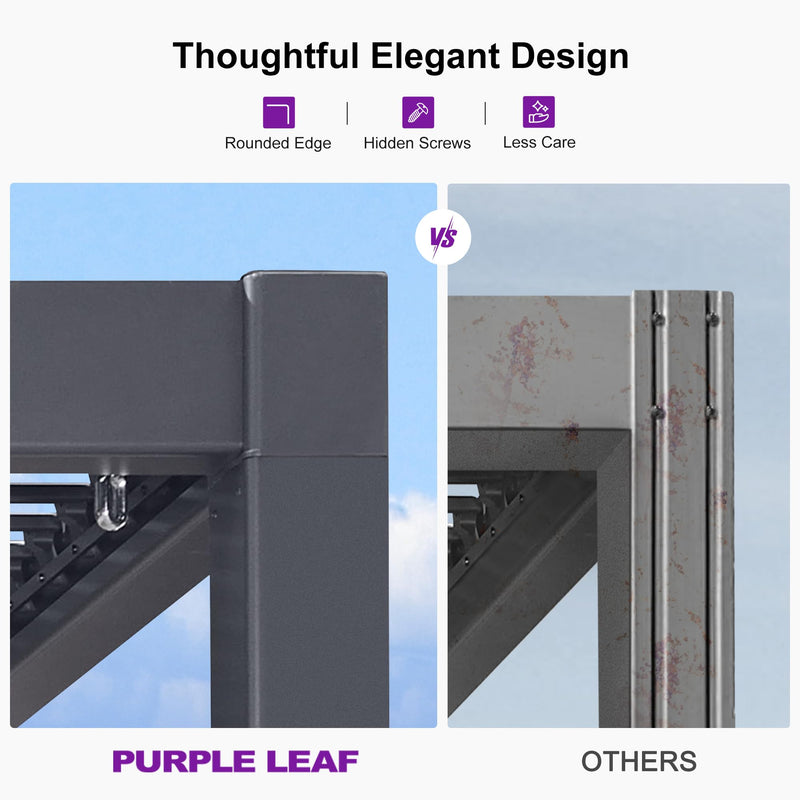 PURPLE LEAF Louvered Pergola 13' x 15' Large Patio Aluminum Pergola Modern Outdoor with Adjustable Roof for Deck Garden Yard Hardtop Gazebo