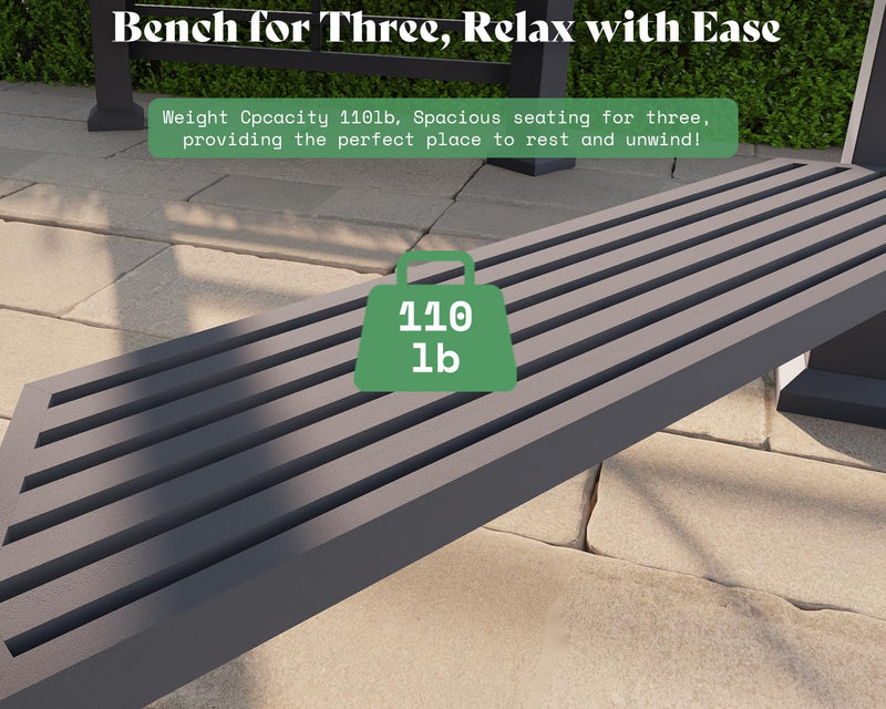 AMERLIFE 13X15FT Hardtop Gazebo, Hexagon Metal Patio Gazebo, Double Tiered Patio Pavilion with Aluminum Foot, Dual Rails, Ceiling Hook and Bench for Patio, Garden, Backyard Shade