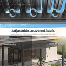 10'×13' Outdoor Louvered Pergola, Aluminum Outdoor Louvered Pergola Patio with Adjustable Roof for Outdoor Deck, Backyard, Garden (10x13FT with Curtain)