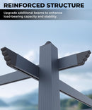 KYBOLT 10x10 Ft Modern Aluminum Pergola, Outdoor Pergola with Adjustable Canopy, Stable 4-Sided Base, Aluminum Gazebos for Backyard, Deck, Lawn - Gray