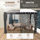 10'x10' Lean to Gazebo, Wall Mounted Gazebo with Aluminum Frame, Curtains and Netting for Patio,Decks, Garden and Lawn