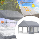 Klysiora 13x20 Ft. Metal Carport Garage with PE Fabric and Galvanized Steel Frame Outdoor Shelter for Cars, Trucks and Boats with 4 Doors and Mesh Windows for Ventilation - Grey