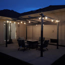 PURPLE LEAF 10' X 13' Outdoor Retractable Pergola with Sun Shade Canopy Patio Metal Shelter for Porch Garden Pavilion Grill Gazebo Yard Modern Gray Pergola with 24 Led Hanging String Lights