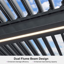 PURPLE LEAF LED Louvered Pergola 11'x 14' Full Aluminum Frame and Adjustable Roof Integrated Strip Lights for Outdoor Deck Garden Patio Gray Hardtop Gazebo Pergola